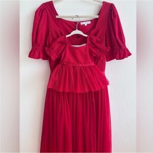 Ivy City Co Red Ballerina Dress size Small with 0-3 months mini ❤️